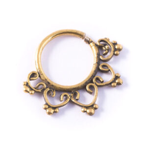 Flower Mandala sterling Silver Septum Ring for Pierced Nose