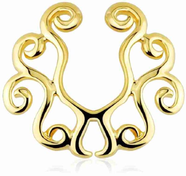 Fake Nipple Piercing Tribal Flower Silver Bendable - Image 5