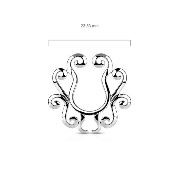 Fake Nipple Piercing Tribal Flower Silver Bendable - Image 3