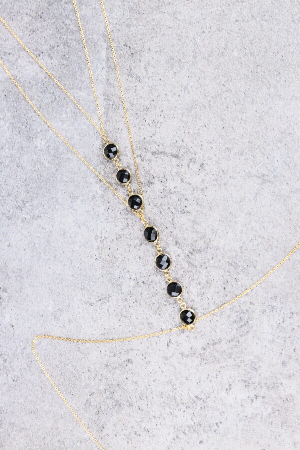 Crystal body chain, Sexy body chain, Silver body chain, Black Obsidian gemstone, Black chain harness, Body chain necklace, Body jewelry - Image 6