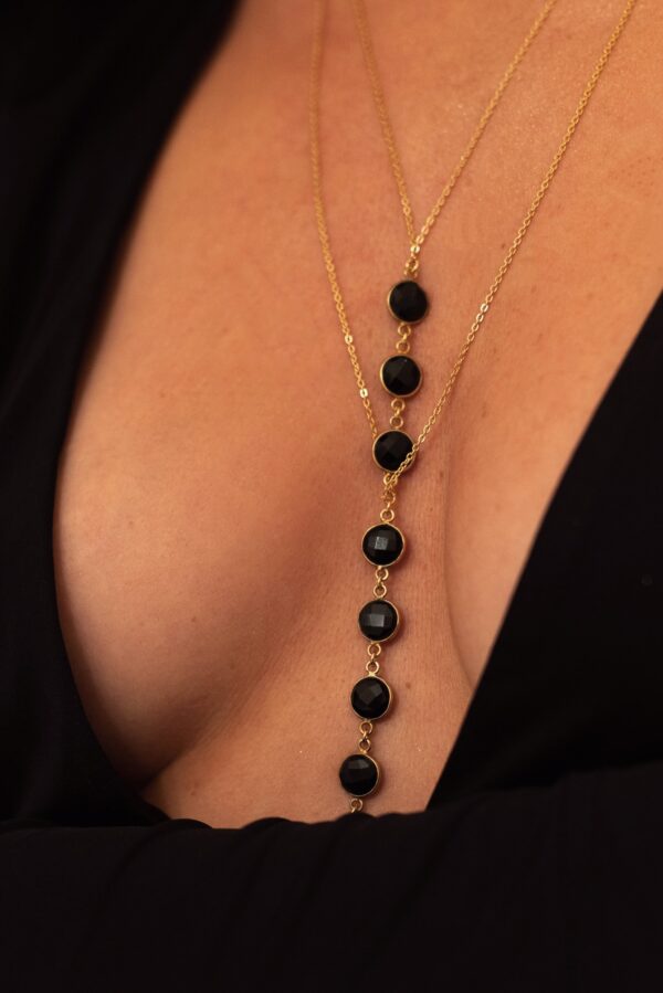 Crystal Body Chain with Black Obsidian Gemstone: A Bold Fusion of Elegance and Confidence