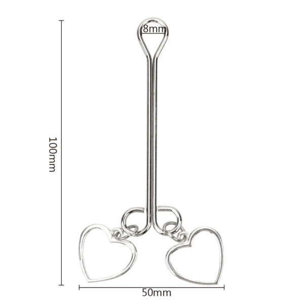 Non Piercing Pussy Clips With Dangle hearts Sterling Silver - Image 2