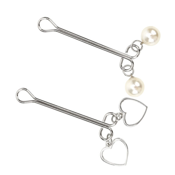 Non Piercing Pussy Clips With Dangle hearts Sterling Silver - Image 5
