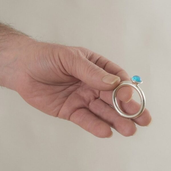 Cock Ring Sterling Silver Testicle Stretching Loop Penis Ring Gemstone Ring - Image 4