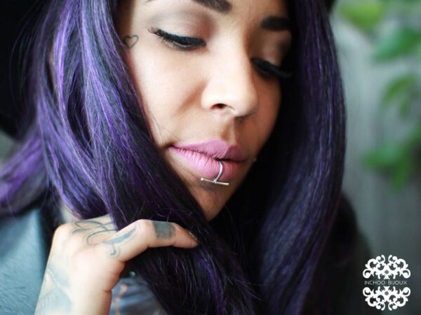 Fake Lip Ring, Lip cuff, Faux, Snake Bites, Body Jewelry, No Piercing, 925 Silver Lip Piercing, Lip Hoop, Minimal, Bar, Nose Ring, Septum - Image 3