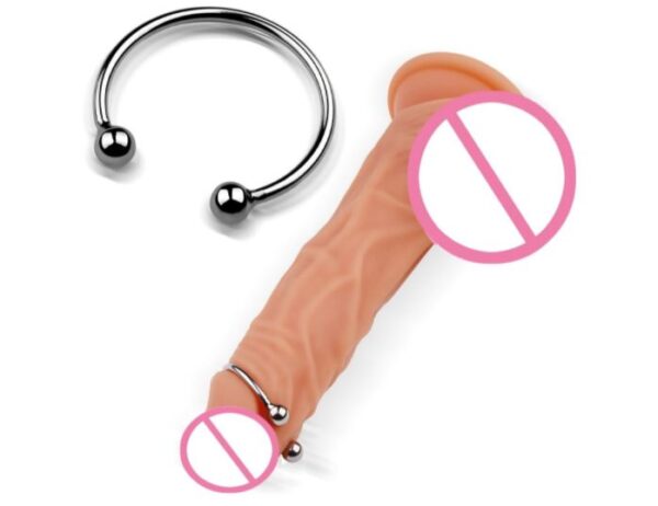 Double ball Penis Ring Pressure Point Glans Ring 925 Silver Cock Ring - Image 2
