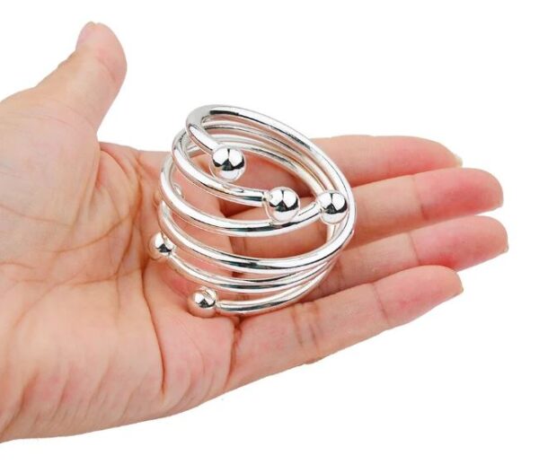 Golden Spiral Sterling Silver Cock Ring Penis Band Cover Sex Toy For Him - Image 4