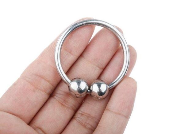 Cock rings glans ring with two beads ejection delay ejaculation products penis sex toys for men Sterling Silver - Image 4