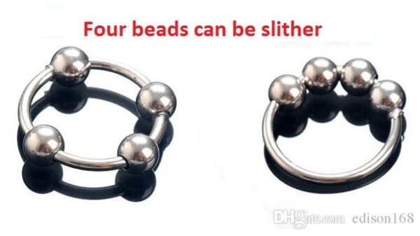Latest Male Sterling Silver Penis Delayed Gonobolia Ring With Fours Slideable Beads Cock Ring Jewelry Adult BDSM Sex Toy For Glans - Image 2